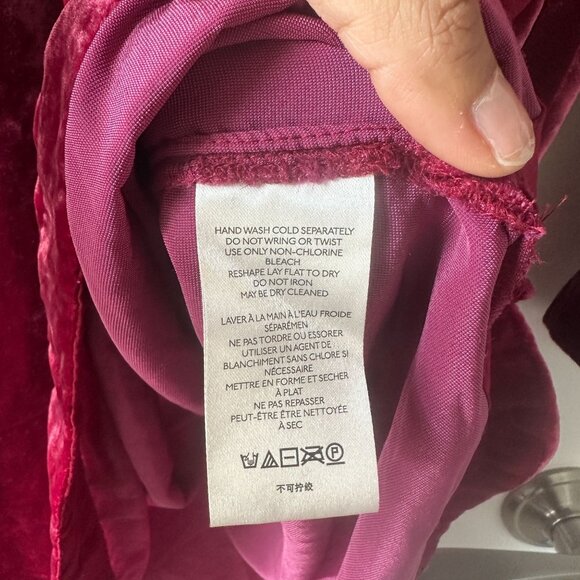 Anthropologie Melody Velvet Long Sleeve Tunic Mini Dress Pink Red 1X / XL - Picture 9 of 12